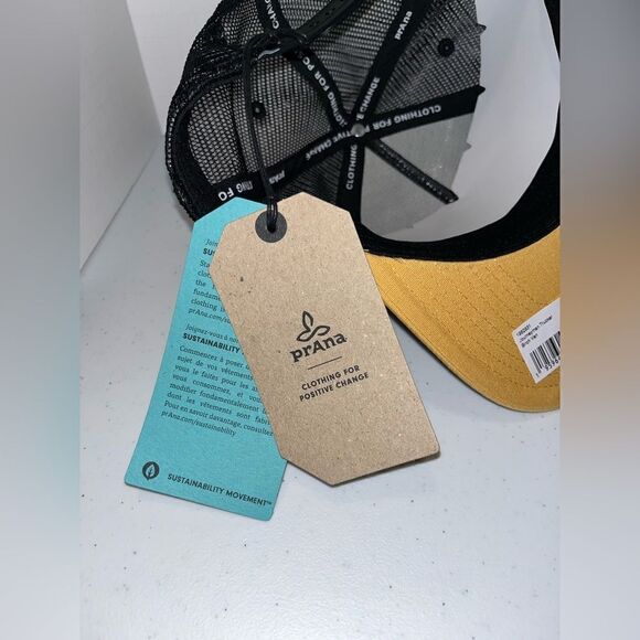 prAna Van Life Journeyman Snapback Mesh Trucker Hat yellow black camping NEW - Picture 2 of 5